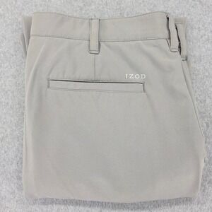 IZOD Golf Pants Men's 36x32 Gray Chino Flat Front Stretch Performance Activewear